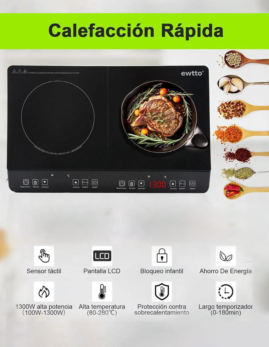 Parrilla de inducción Ewtto ET-H8008 de Acero inoxidable y vidrio