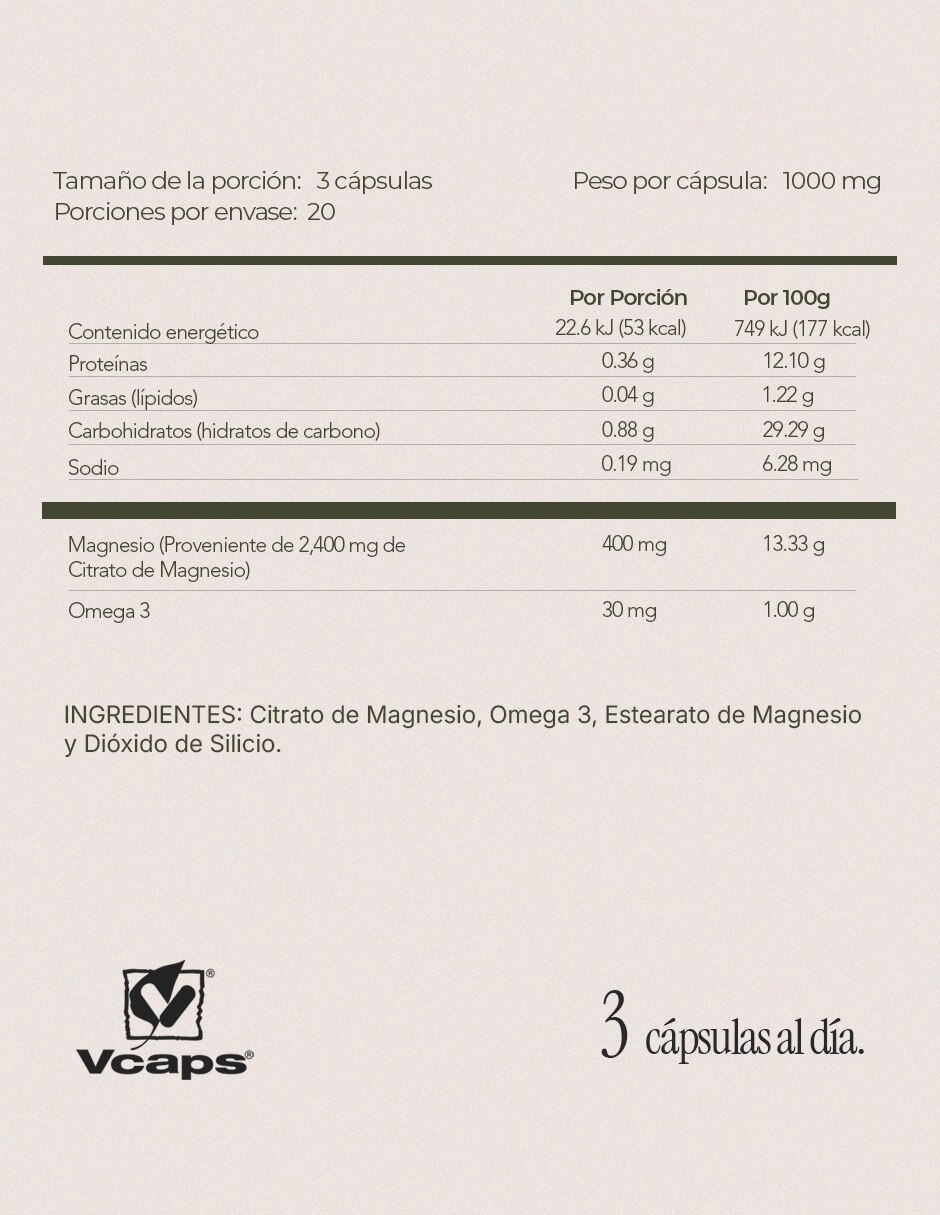 Citrato de Magnesio 60 Cápsulas Maklen MAKLEN con Citrato de Magnesio con Omega 3 sabor Sin sabor de