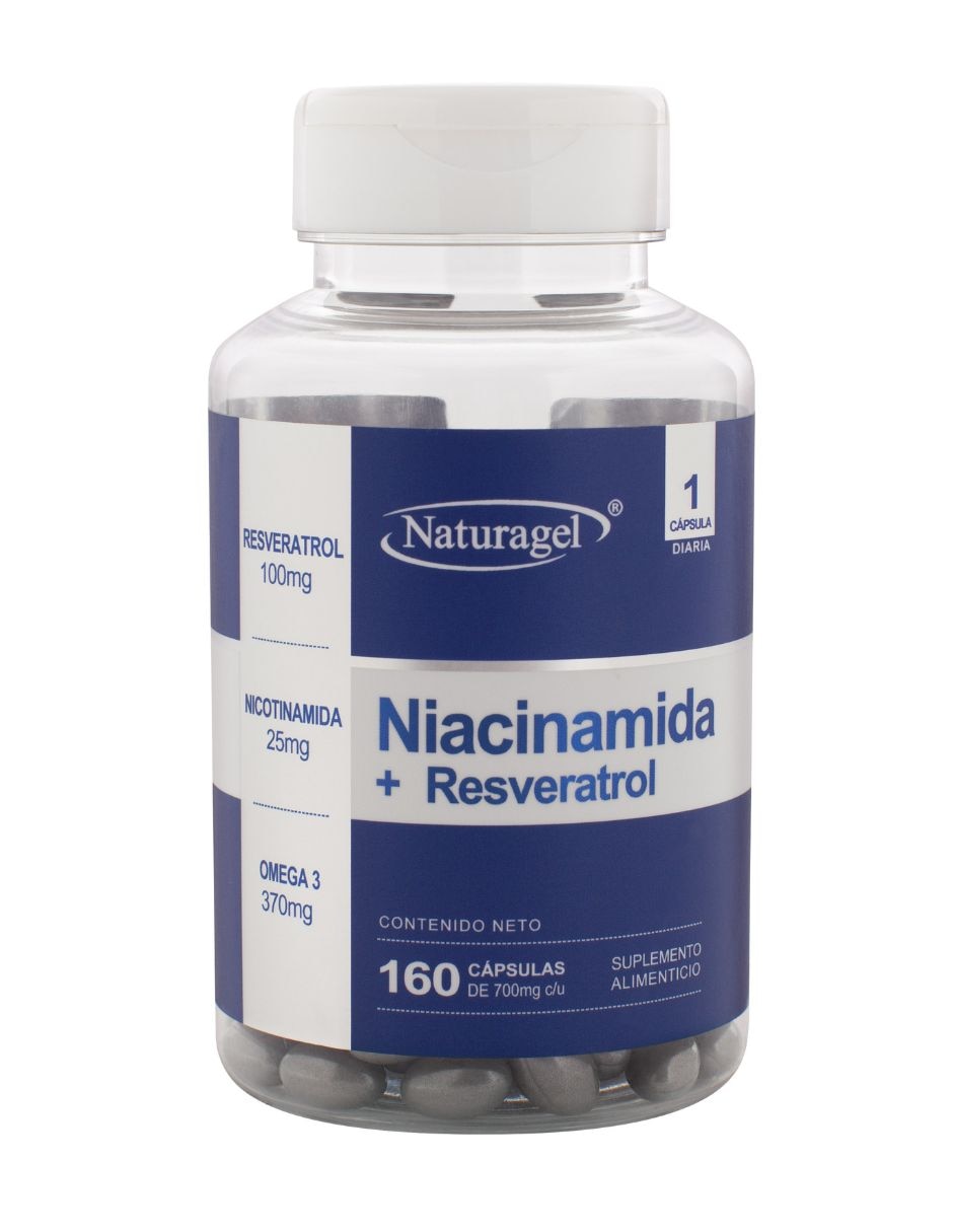 Niacinamida + Resveratrol con Nicotinamida con Resveratrol y Omega 3 de 160 cápsulas