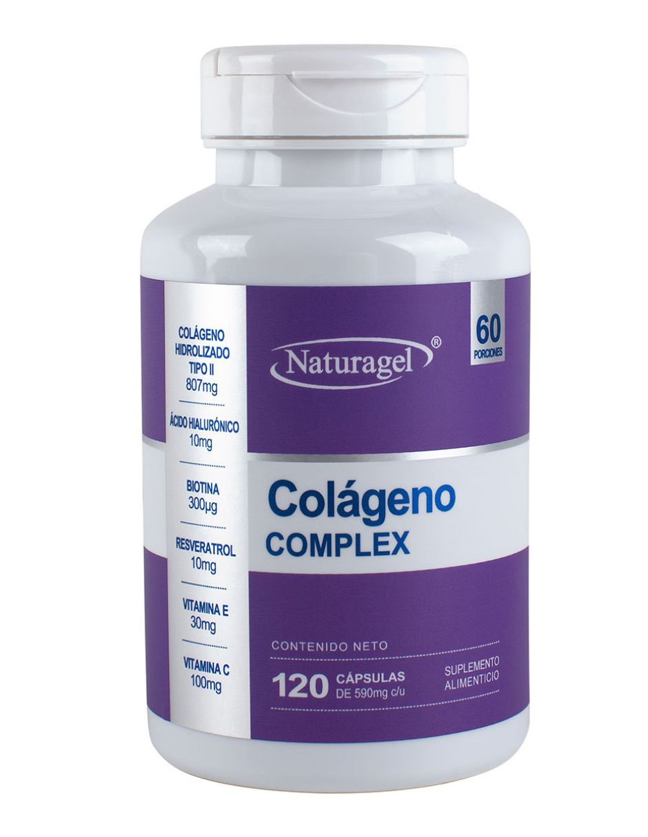 Colágeno Complex con colágeno hidrolizado, ácido hialurónico, biotina, resveratrol, vitamina E y vitamina C de 120 cápsulas Colágeno Complex con colágeno hidrolizado, ácido hialurónico, biotina, resveratrol, vitamina E y vitamina C de 120 cápsulas