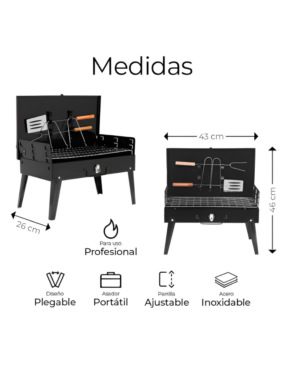 Asador carbón Xtellar de acero inoxidable