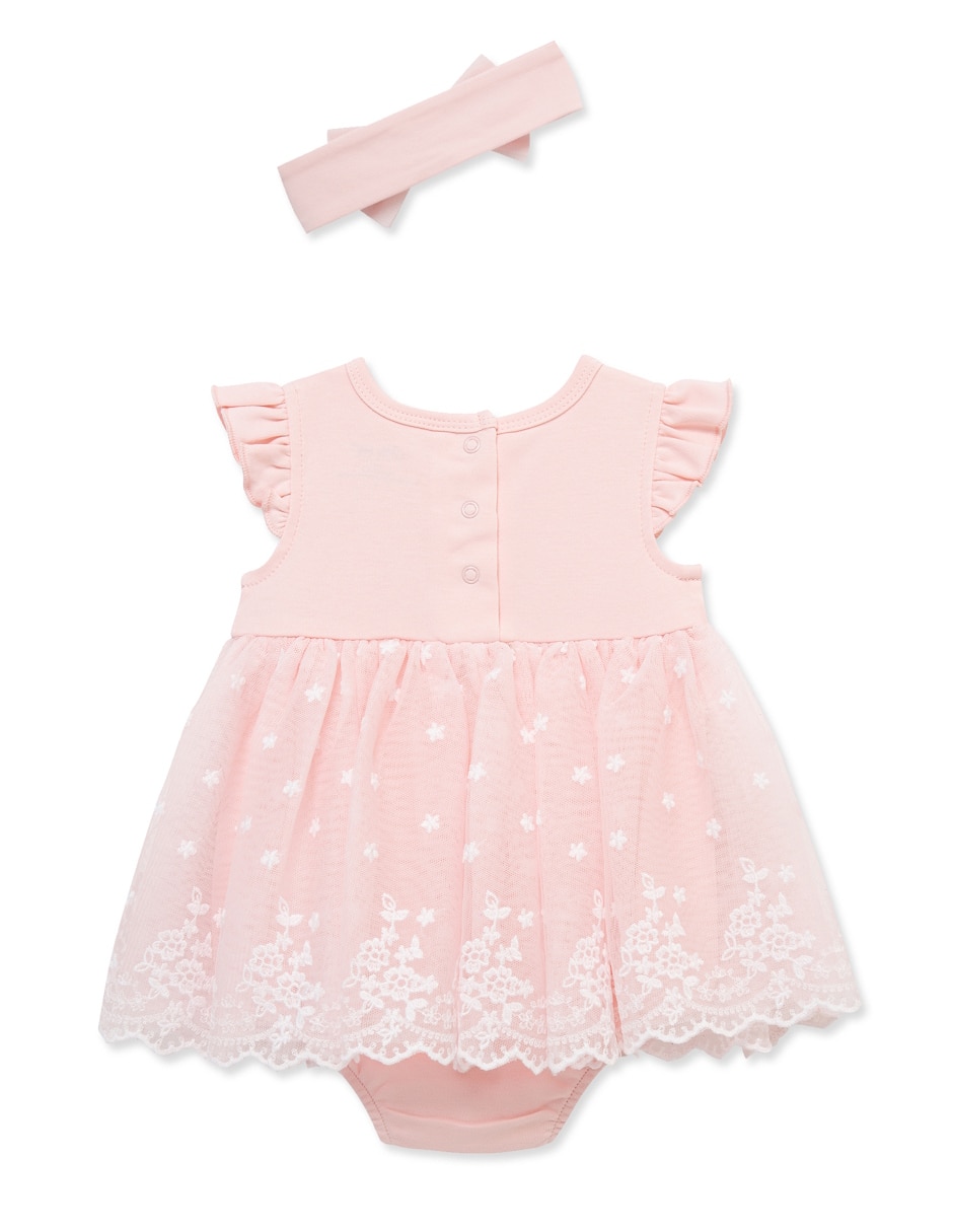Vestido pañalero con accesorio para el cabello de algodón