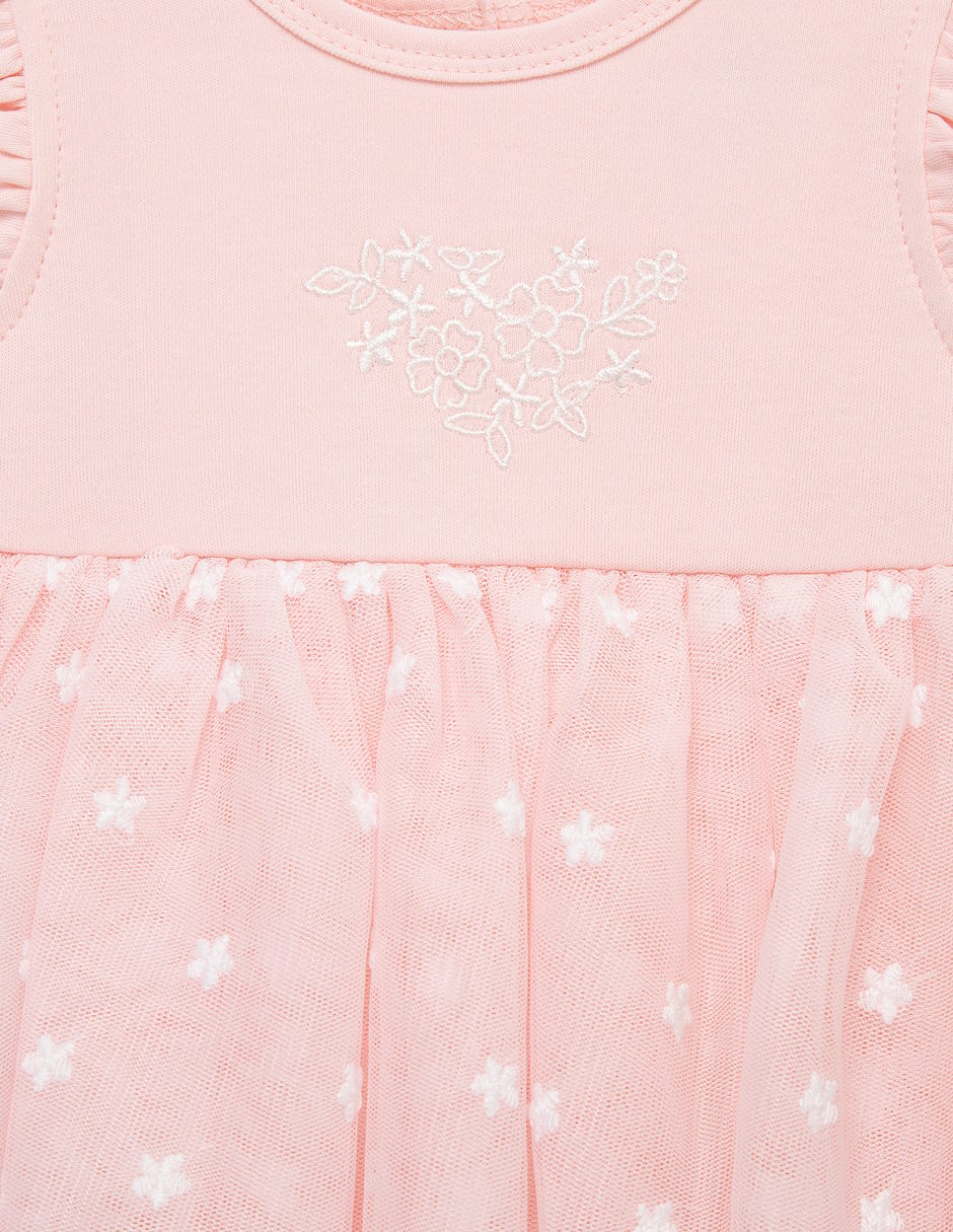 Vestido pañalero con accesorio para el cabello de algodón