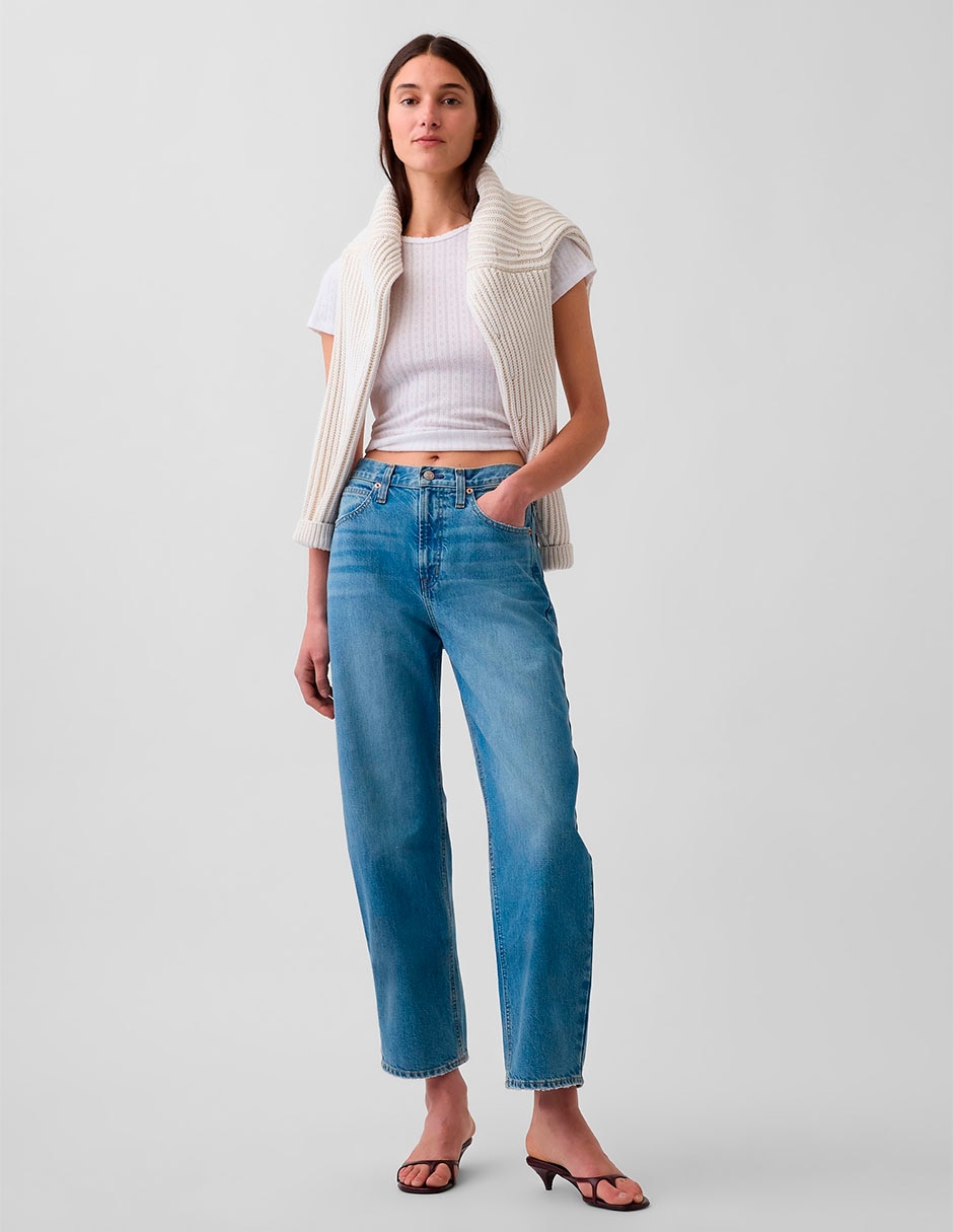 Jeans mom corte cintura para mujer