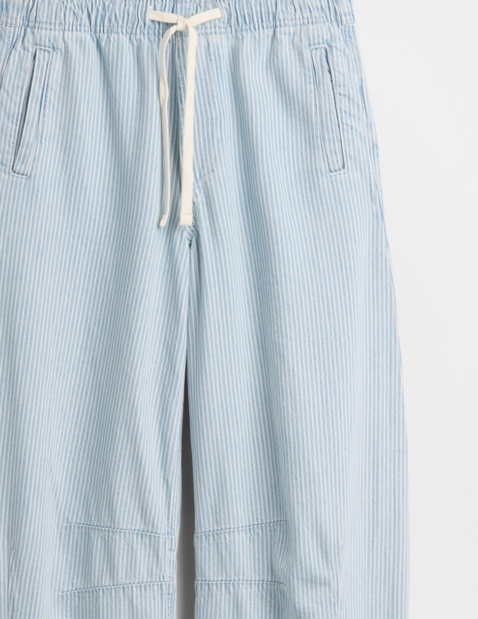 Jeans barrel corte cintura para mujer