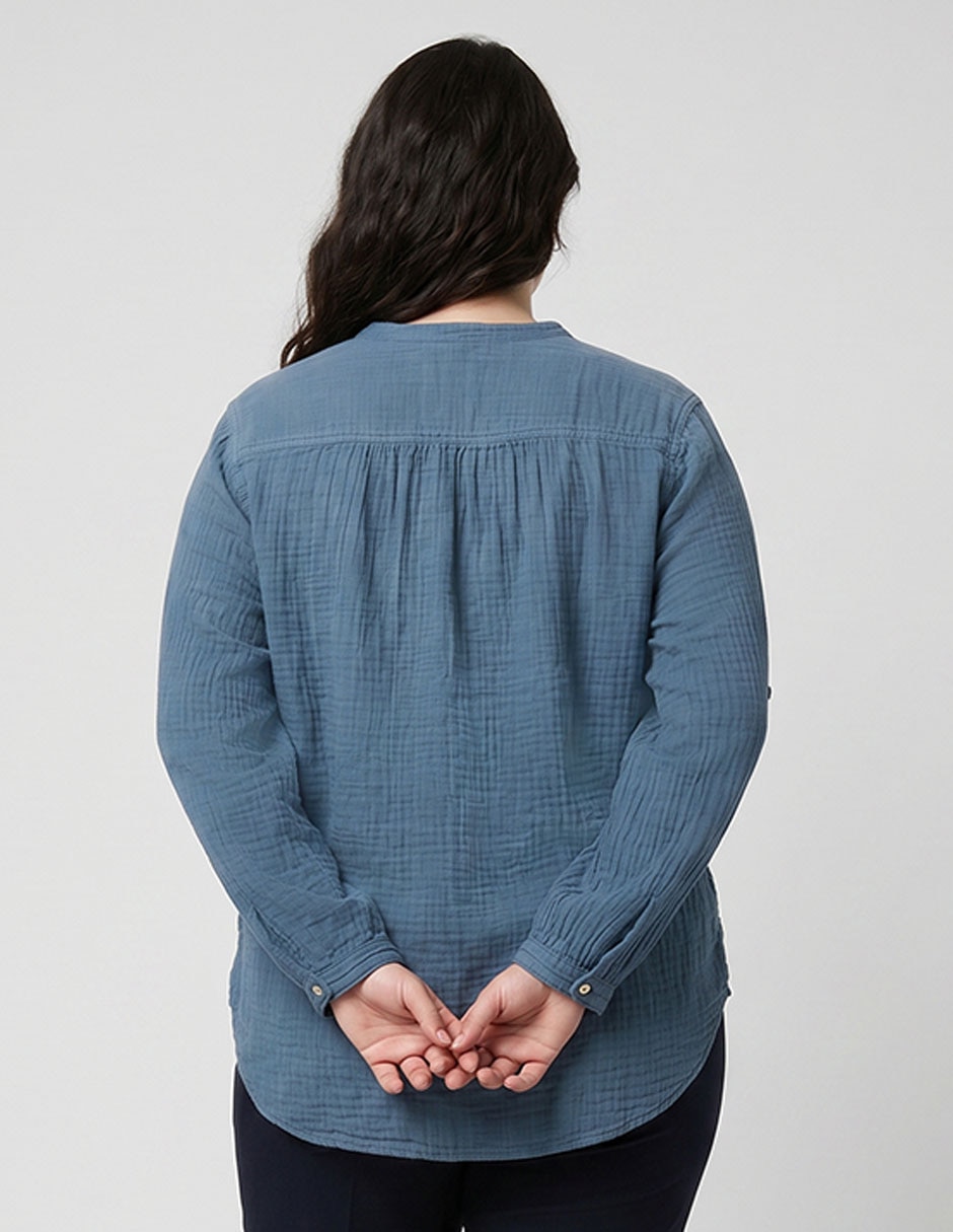 Camisa de algodón manga larga para mujer