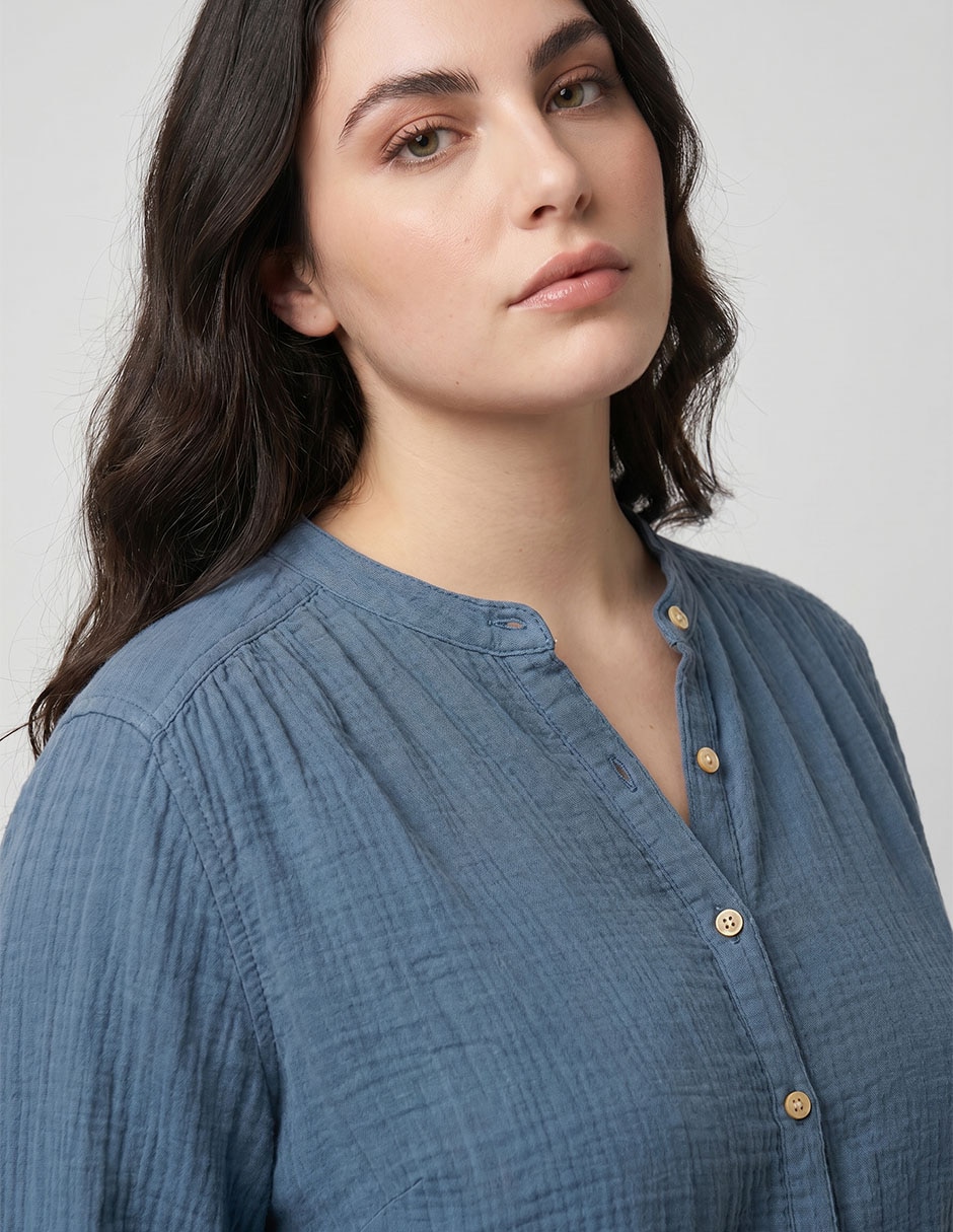 Camisa de algodón manga larga para mujer