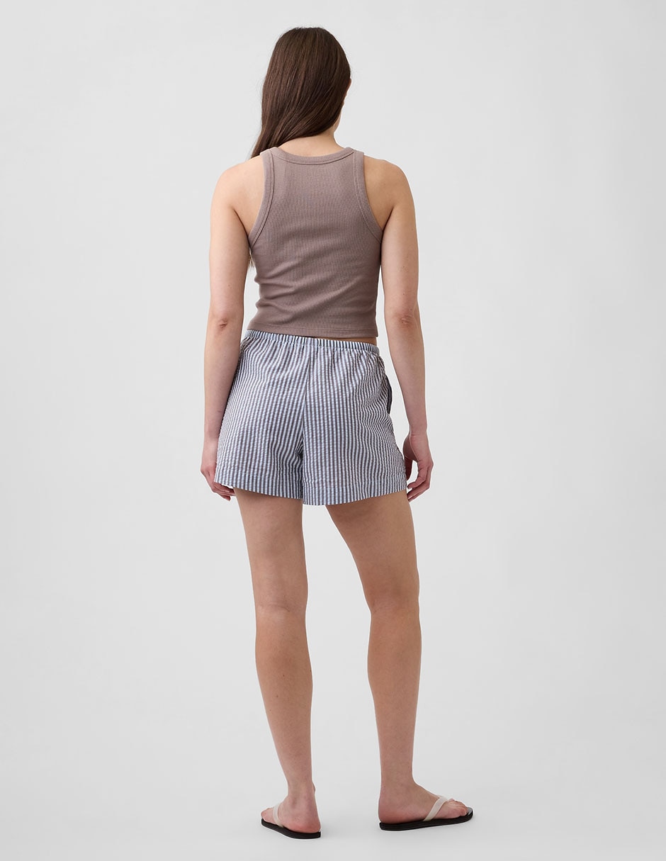 Short a rayas mezcla de materiales para mujer 4