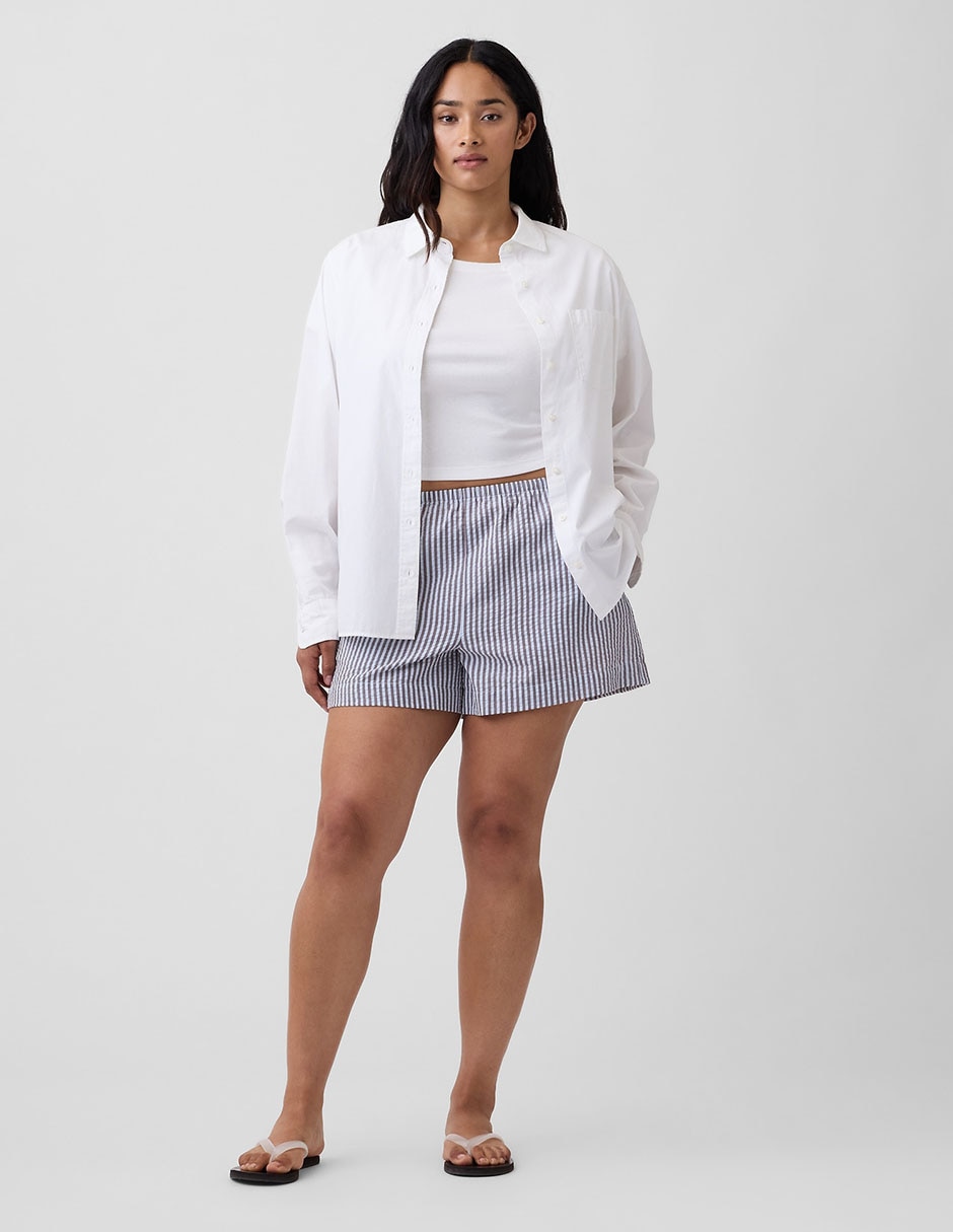 Short a rayas mezcla de materiales para mujer 5