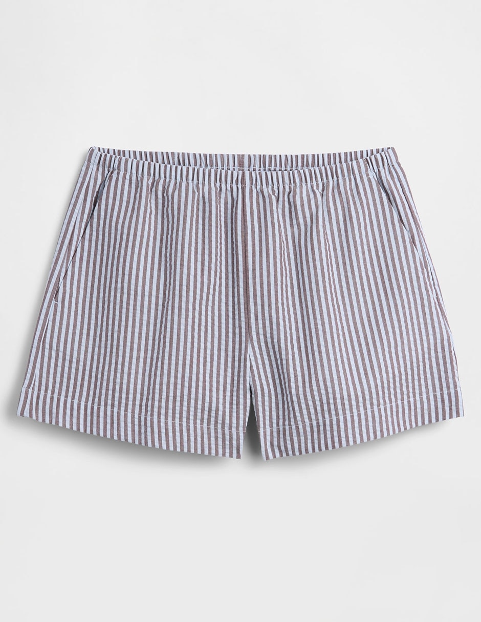 Short a rayas mezcla de materiales para mujer 7