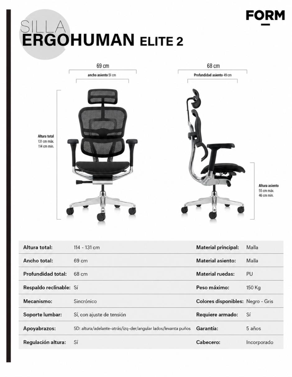 Silla de escritorio Ergohuman Form Design de tela