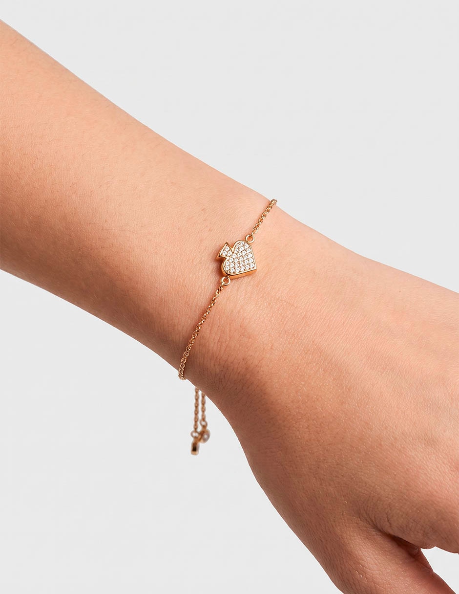 Pulsera con zirconia acabado chapa de oro 14 k