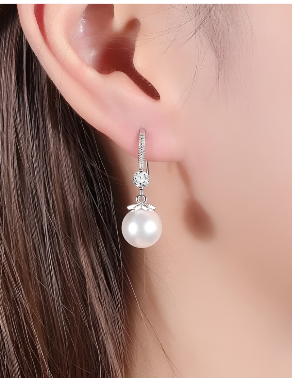 Aretes de perla Xtellar de plata P 925 con acabado brillante