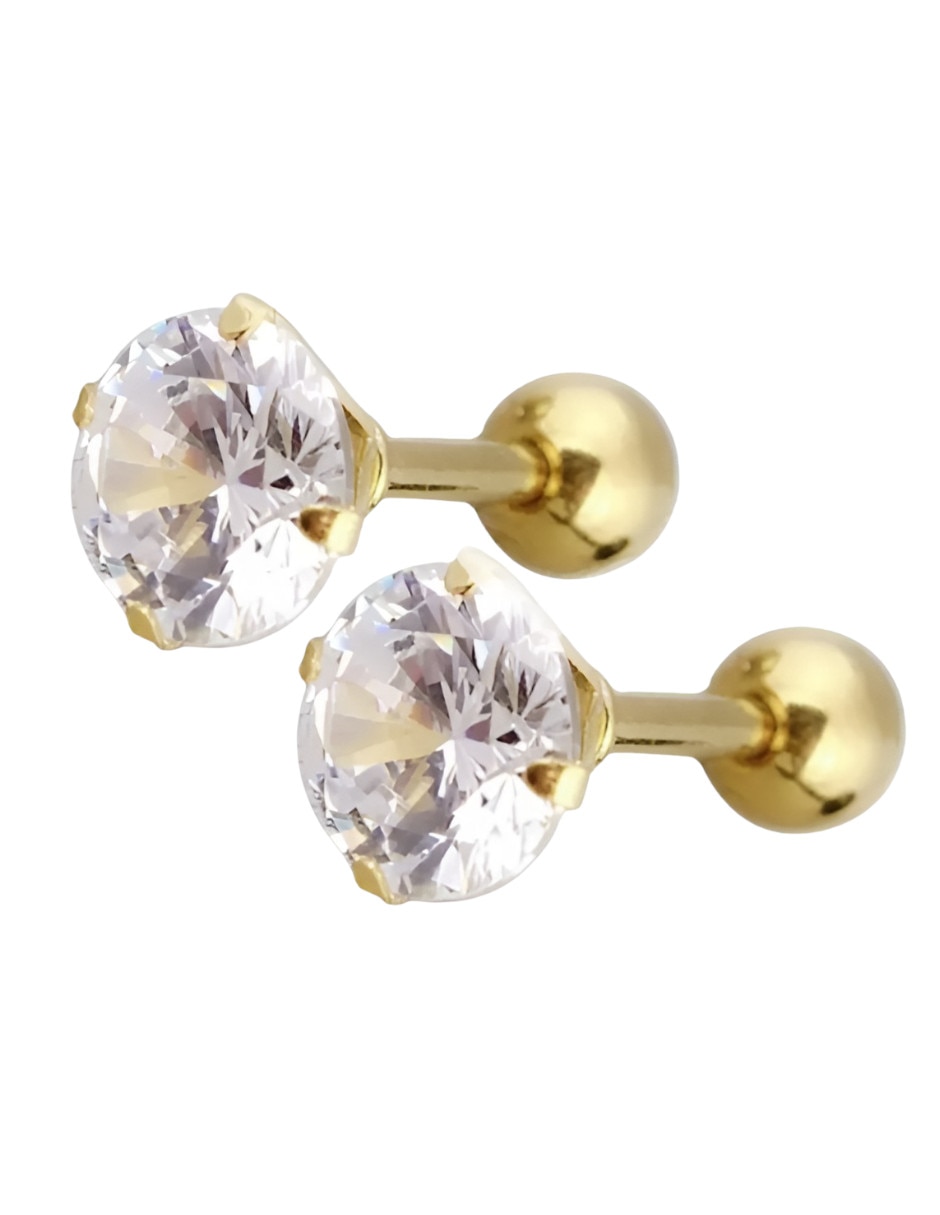 Broqueles de oro 14 K con acabado brillante