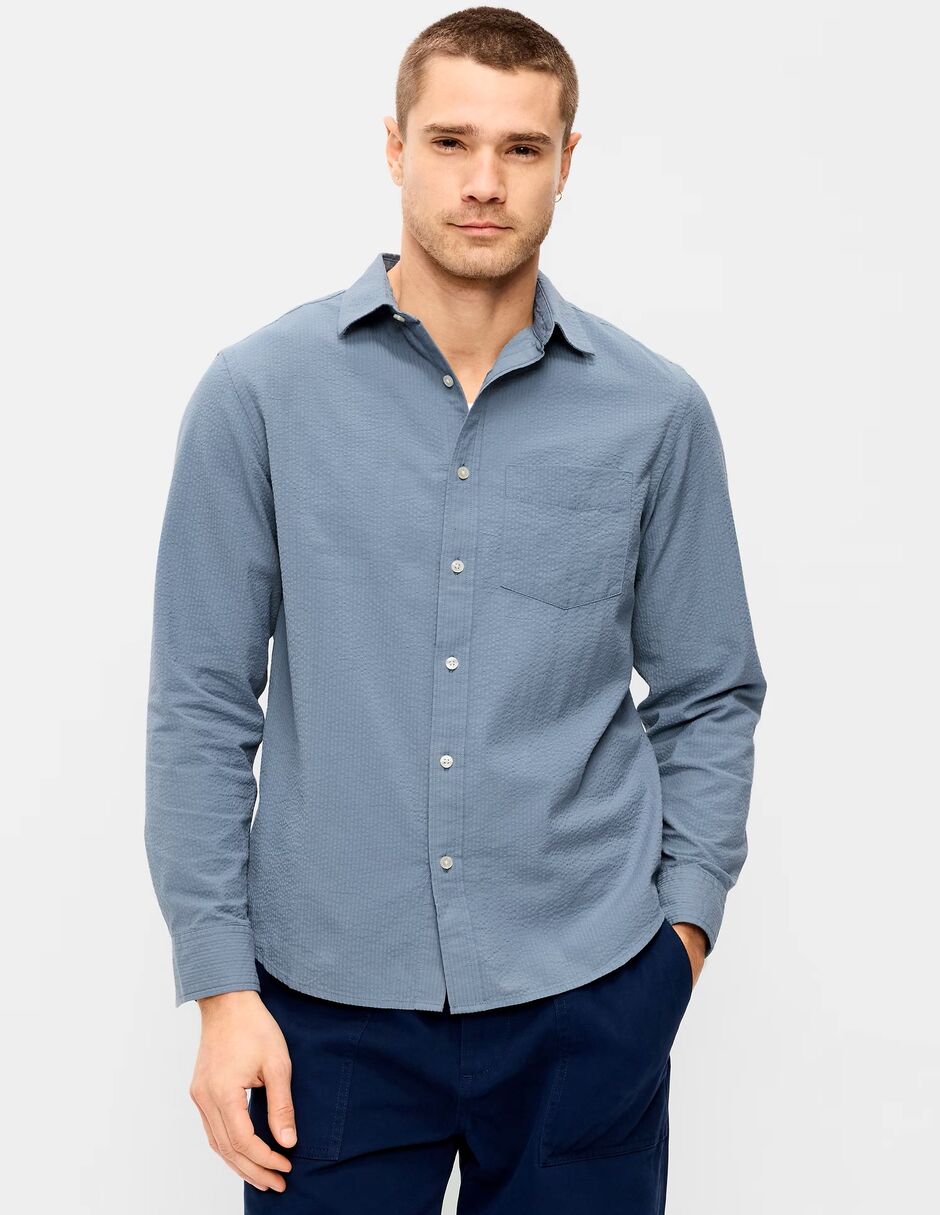Camisa casual de algodón manga larga para hombre Camisa casual de algodón manga larga para hombre