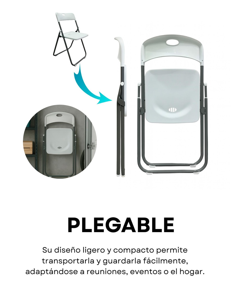 Juego de sillas plegables 6 piezas donut de plástico y metal