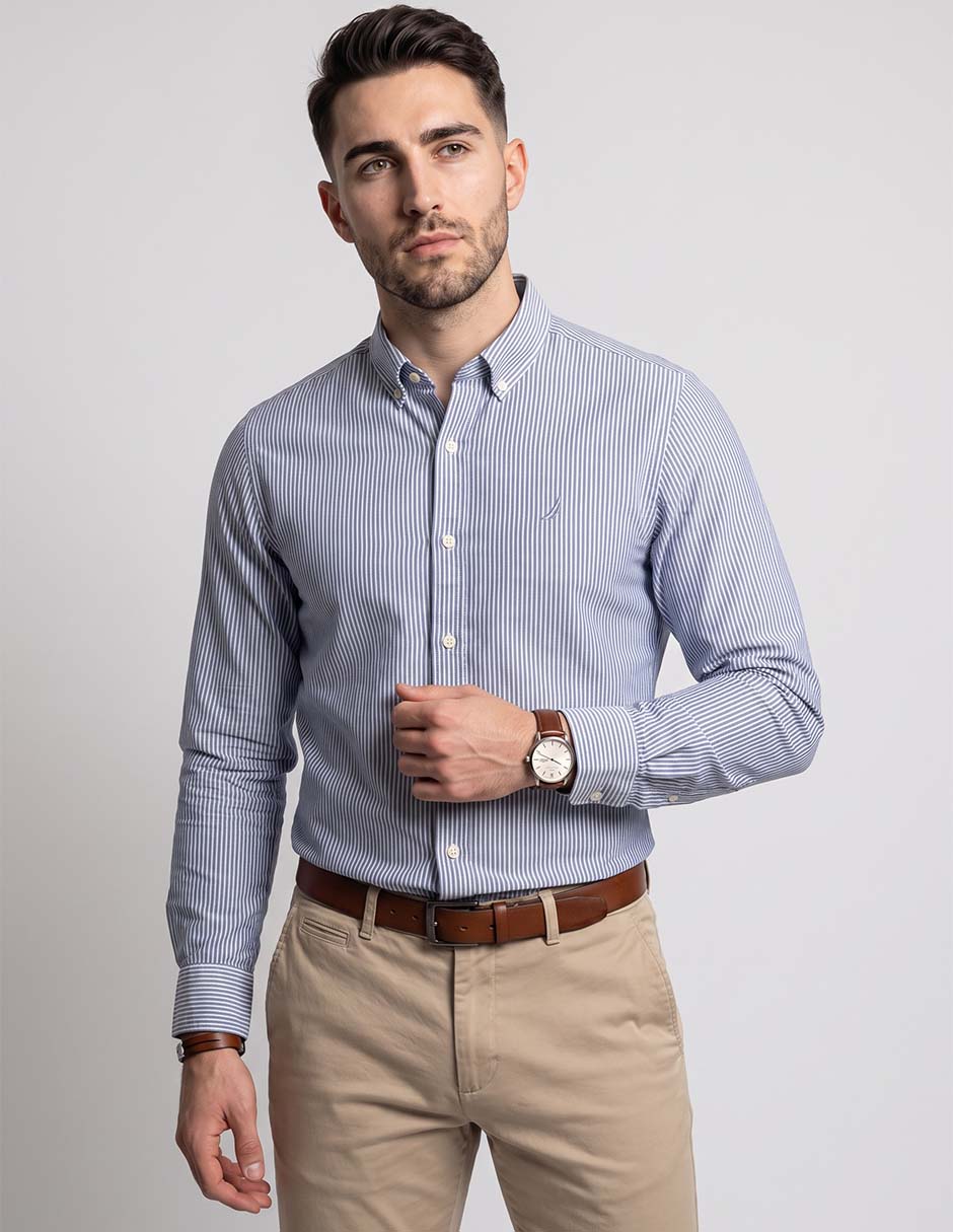 Camisa casual de algodón manga larga para hombre Camisa casual de algodón manga larga para hombre