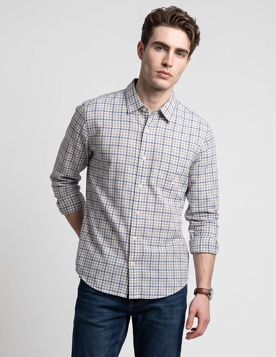Camisa casual de algodón manga larga para hombre Camisa casual de algodón manga larga para hombre