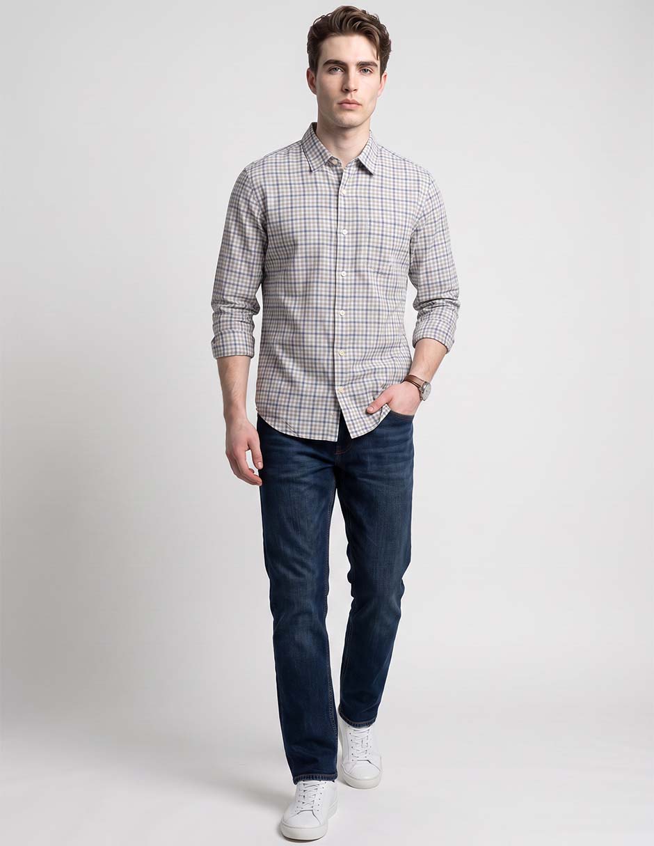 Camisa casual de algodón manga larga para hombre 3