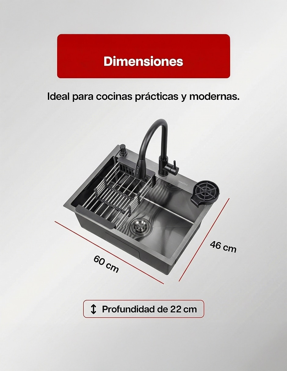 Tarja 1 tina de acero inoxidable con escurridor T6046N 6