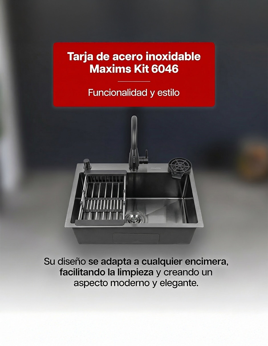 Tarja 1 tina de acero inoxidable Maxims con escurridor T6046N