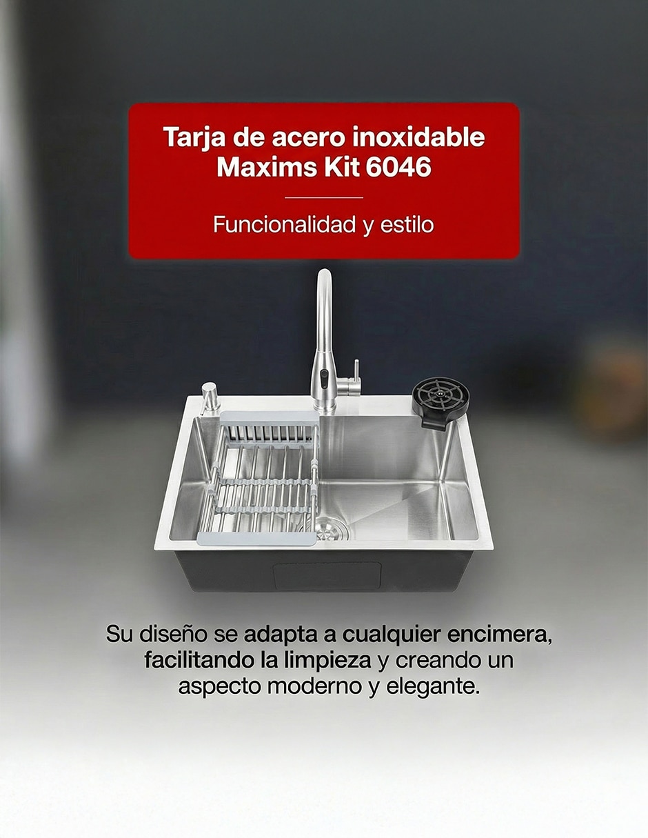 Tarja 1 tina de acero inoxidable con escurridor T6046S Tarja 1 tina de acero inoxidable con escurridor T6046S