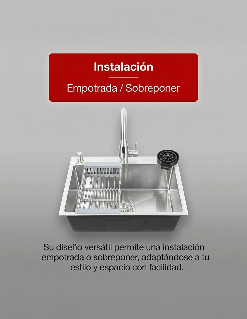 Tarja 1 tina de acero inoxidable con escurridor T6046S 3