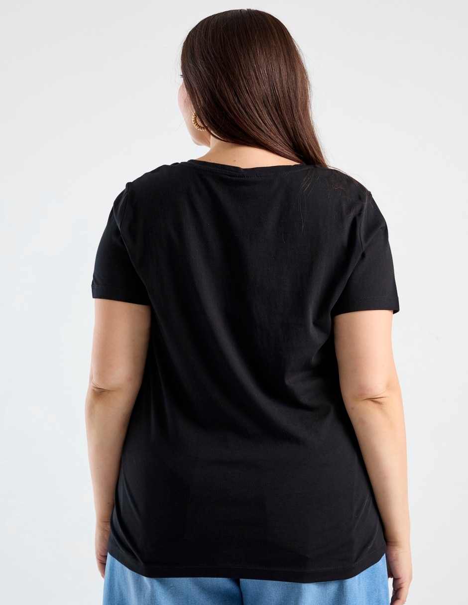 Playera manga corta Only Carmakoma cuello v para mujer