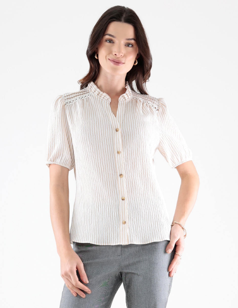 Blusa manga al codo para mujer