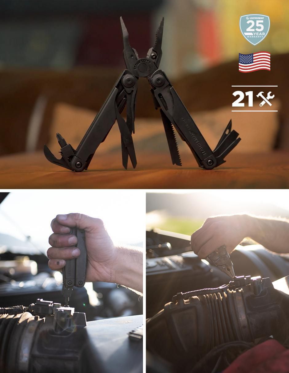 "navaja" leatherman surge negra con accesorios y linterna 4