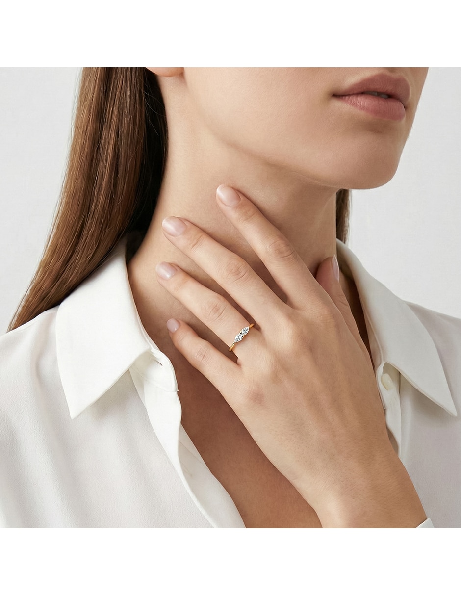 Anillo abba joyas 14 k de oro zirconia brillante