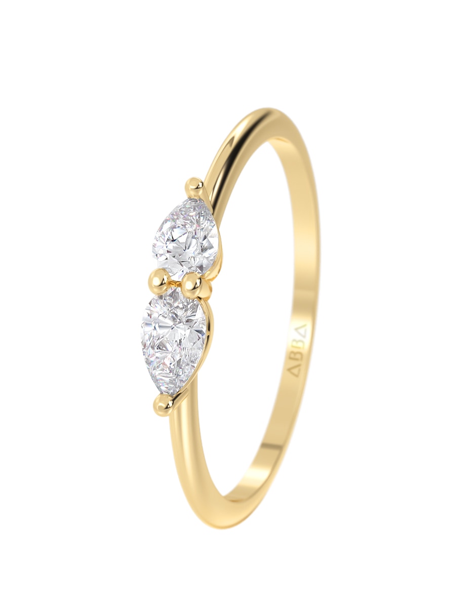 Anillo abba joyas 14 k de oro zirconia brillante