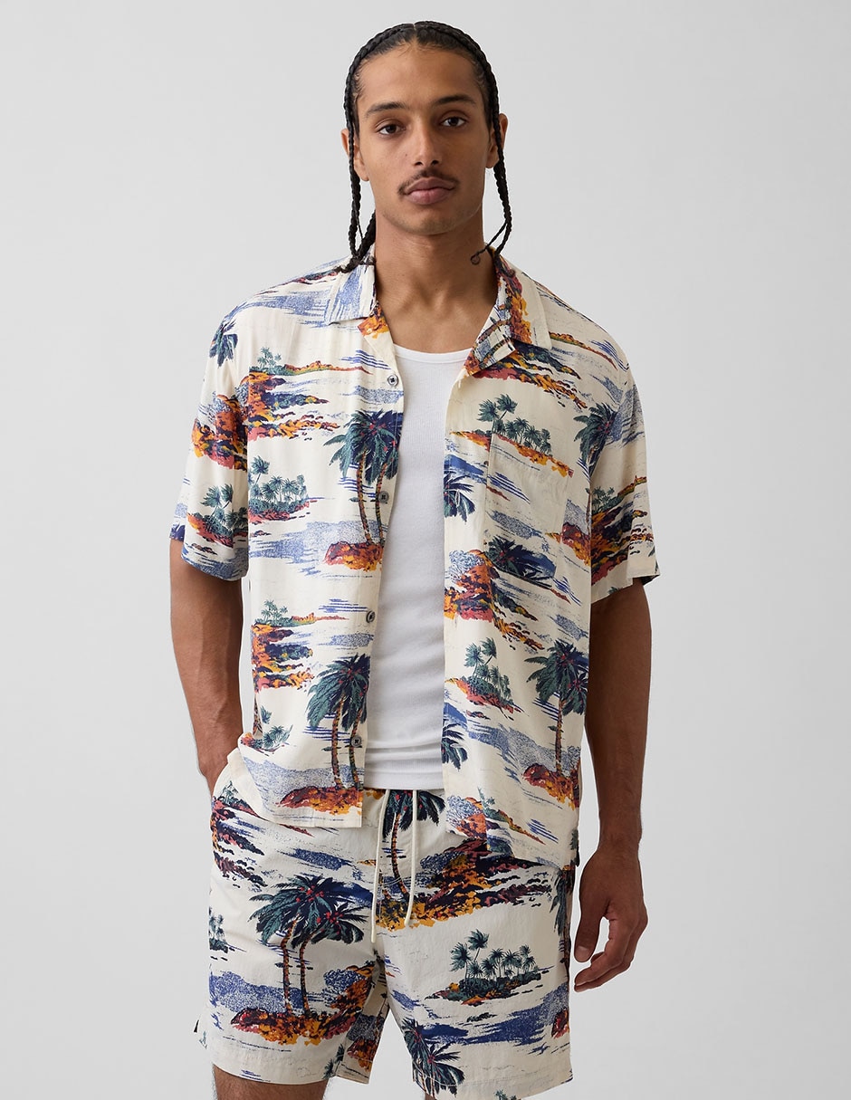 Camisa manga corta de algodón para hombre