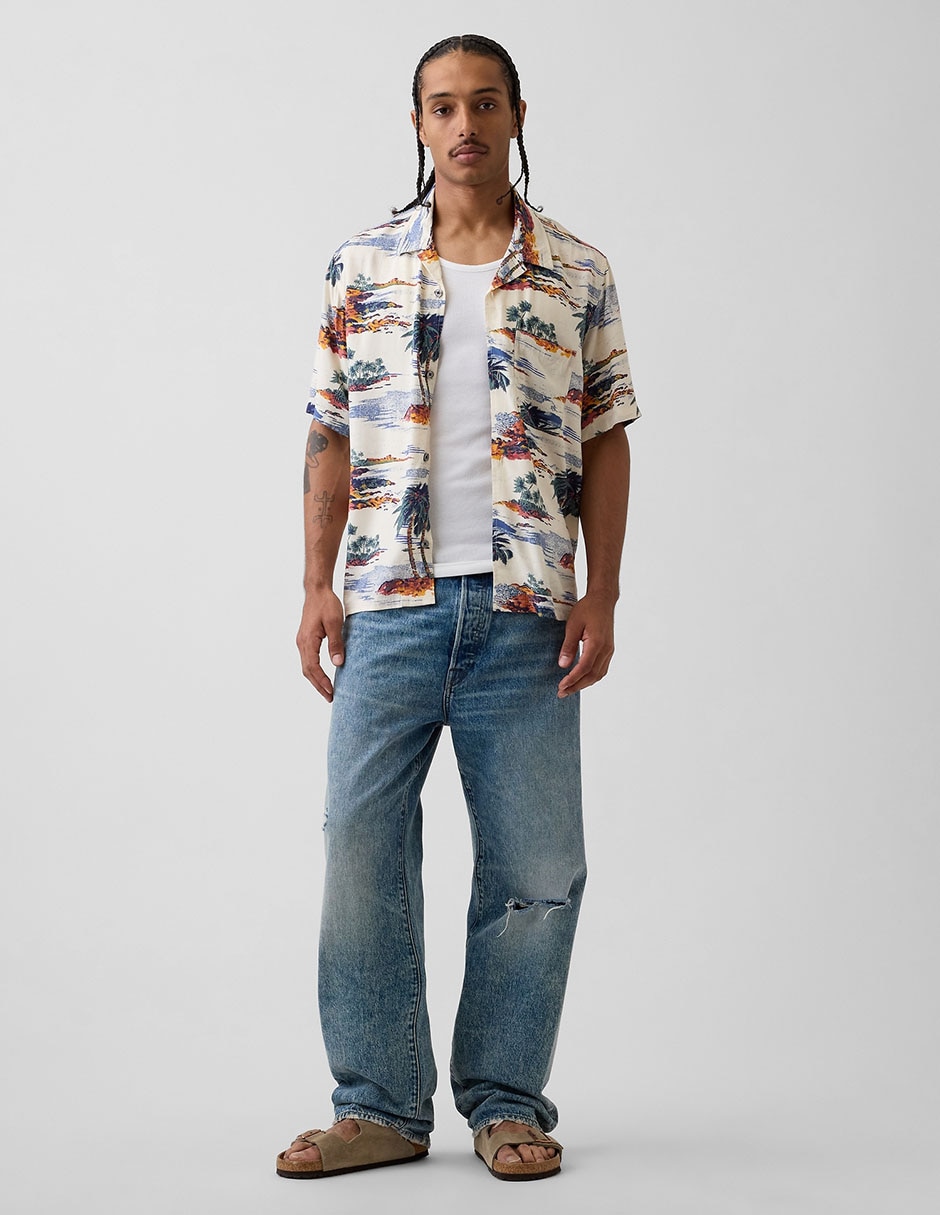 Camisa manga corta de algodón para hombre