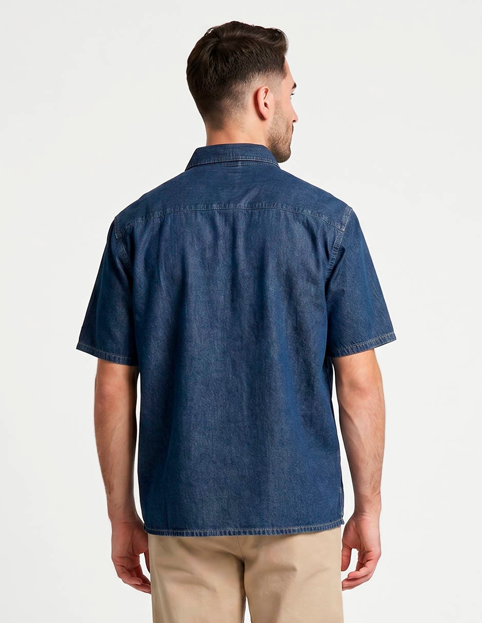 Camisa casual de mezclilla manga corta para hombre 2