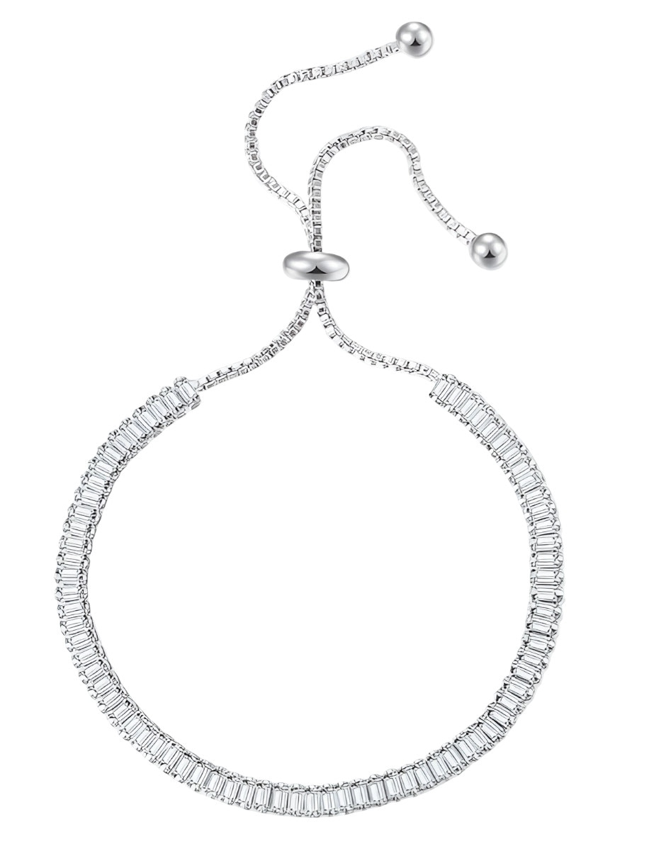 Pulsera de plata con moissanita P 925 acabado brillante