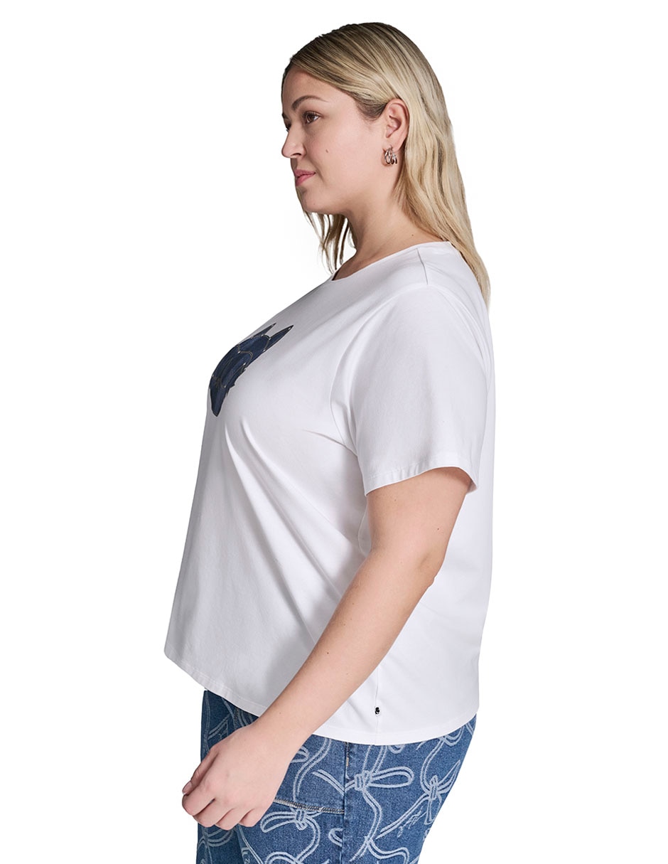 Playera manga corta Karl Lagerfeld Paris cuello redondo para mujer