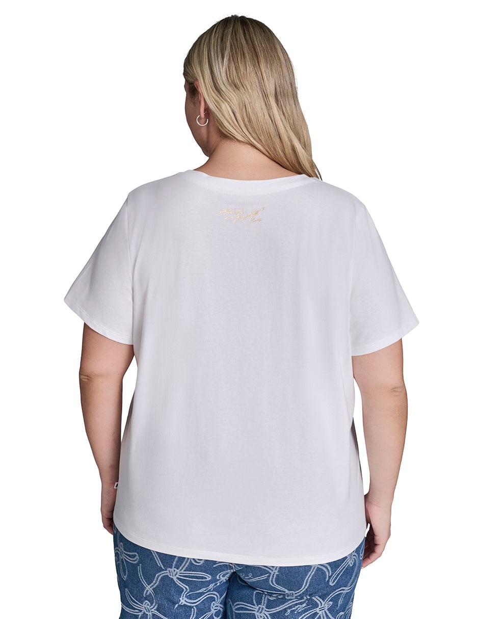 Playera manga corta Karl Lagerfeld Paris cuello redondo para mujer