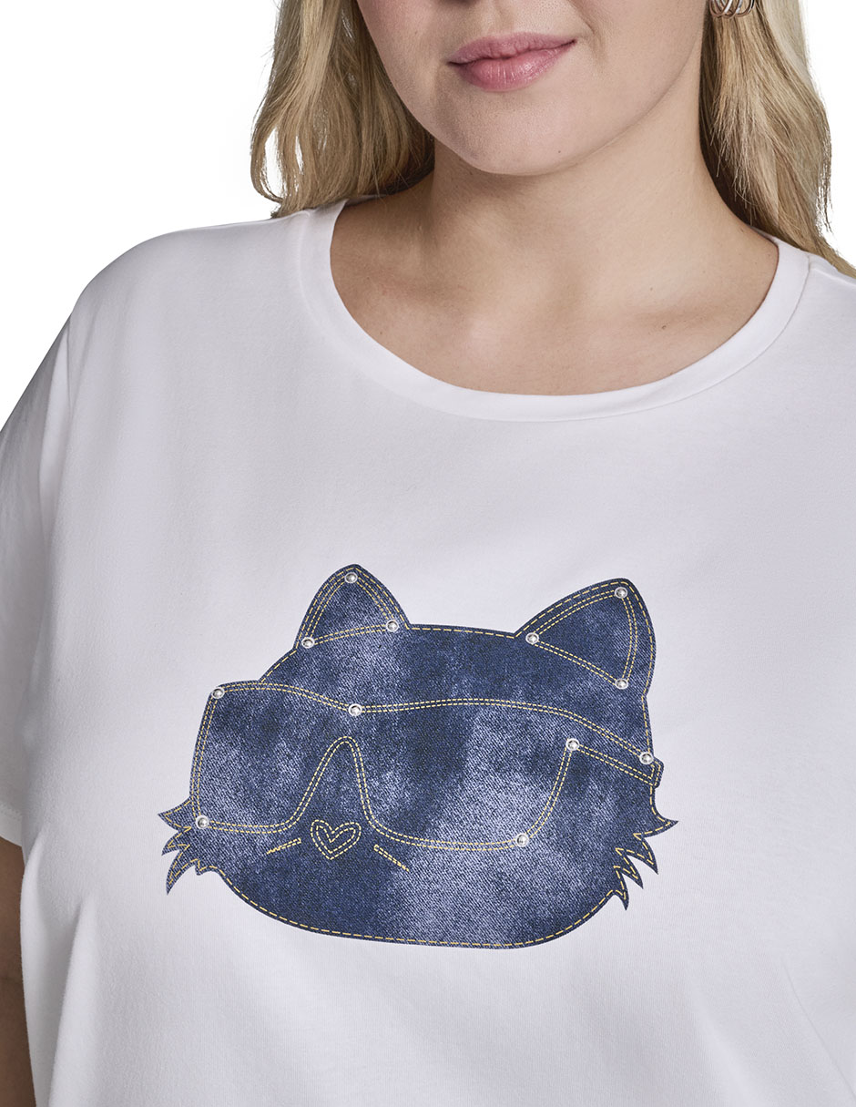 Playera manga corta Karl Lagerfeld Paris cuello redondo para mujer