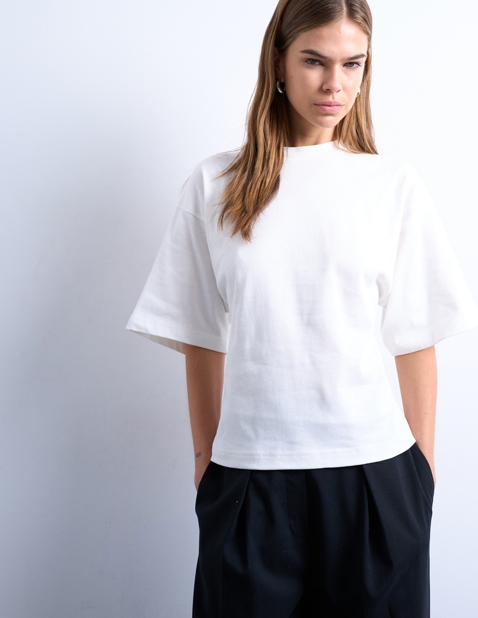 Playera manga corta cuello redondo para mujer