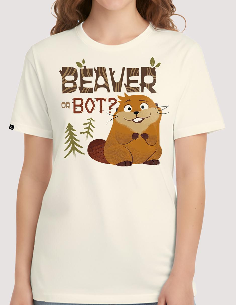 Playera manga corta Hoppers Beaver Or Bot? cuello redondo para mujer 2