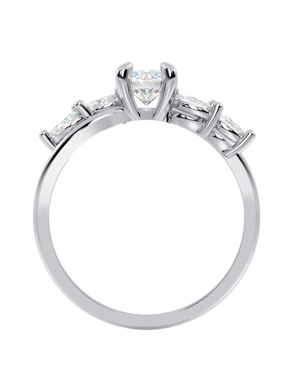 Anillo de compromiso de oro 14 K zirconia 4