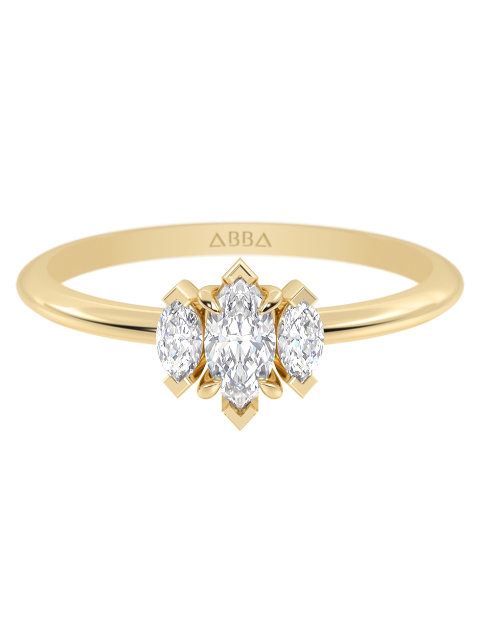 Anillo de compromiso de Oro 14 K zirconia