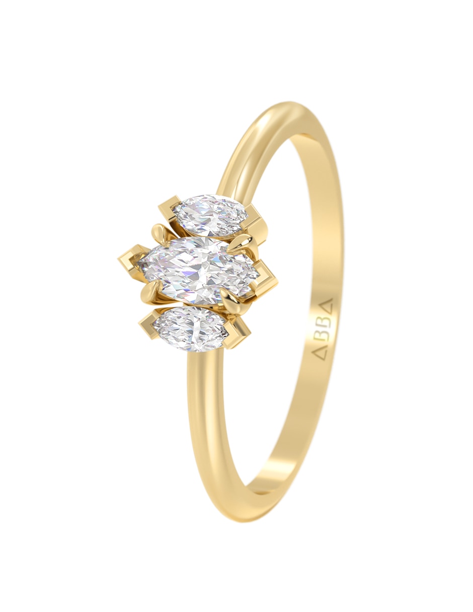 Anillo de compromiso de Oro 14 K zirconia 2