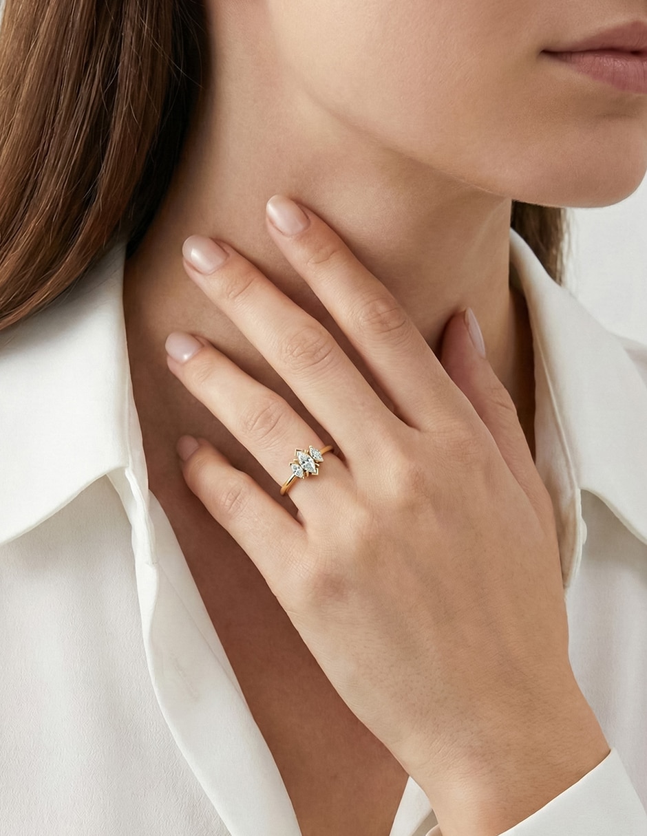 Anillo de compromiso de Oro 14 K zirconia 3