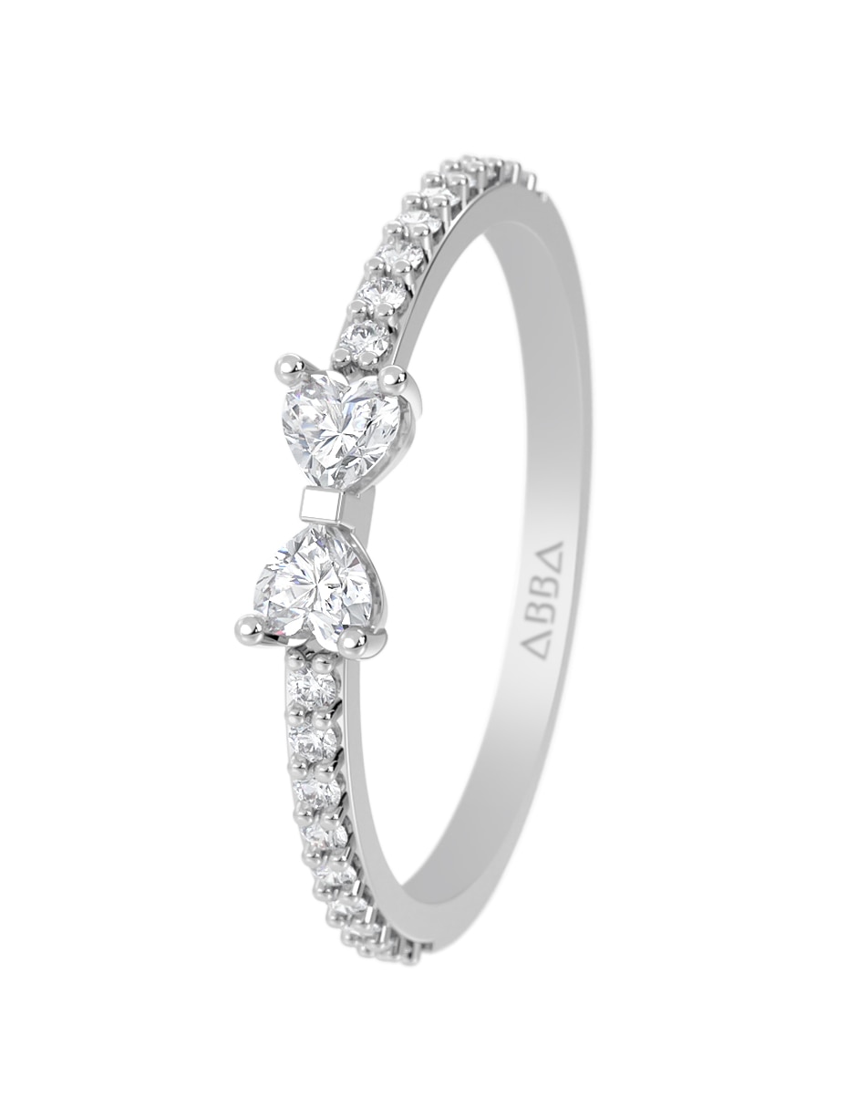 Anillo de moño 10 K de oro zirconia acabado brillante 2