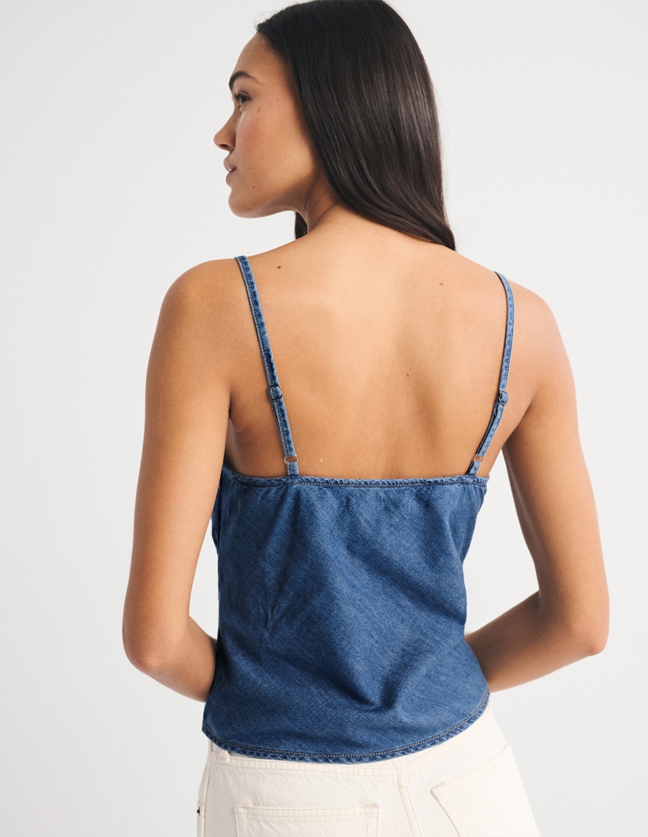 Top cuello v escote v tirante ajustable 6