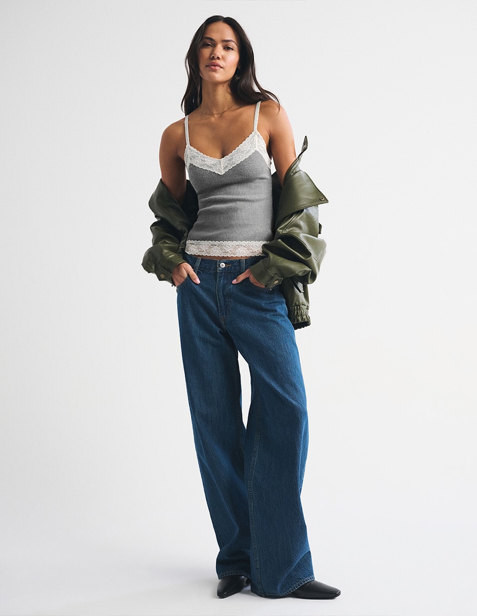 Top abercrombie & fitch cuello v escote v tirante ajustable