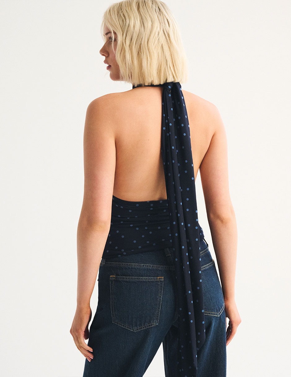 Top abercrombie & fitch cuello halter escote regular tirante sin tirantes