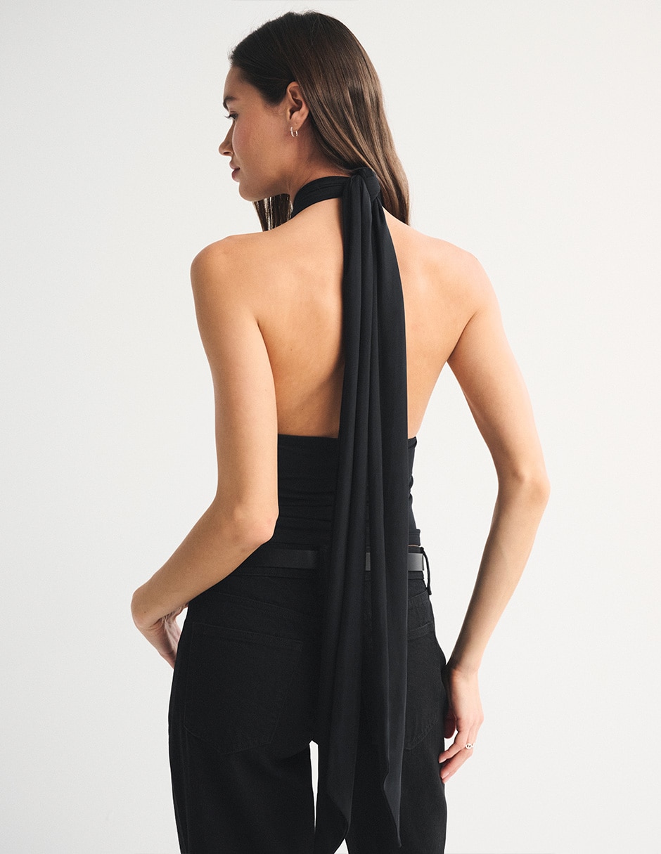 Top abercrombie & fitch cuello halter escote regular tirante sin tirantes